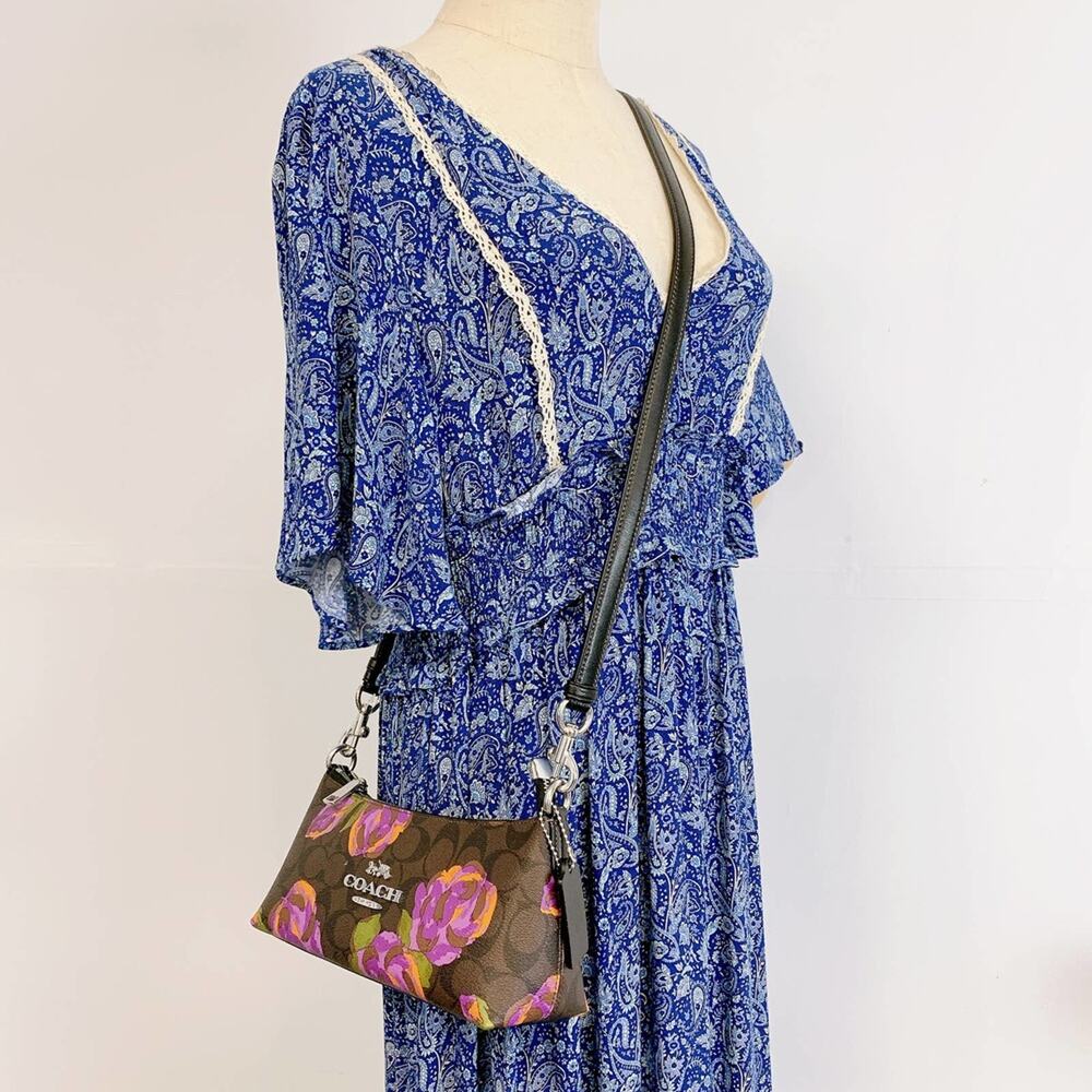 Coach CL406 Charlotte Shoulder Bag In Signature Canvas IN Brown Iris Multi - Picture 1 of 10